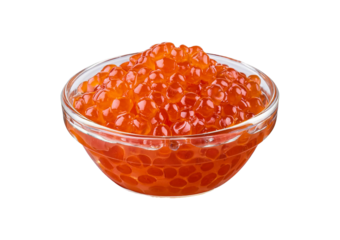 Glass bowl caviar isolated on transparent or white background