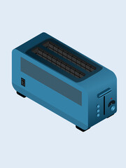 Fototapeta premium Isometric illustration of blue and black toaster