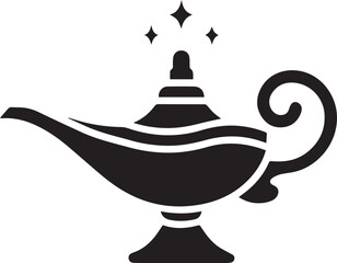 Obraz premium Aladdin Magic Lamp Silhouette Vector Icon, Lamp Vector