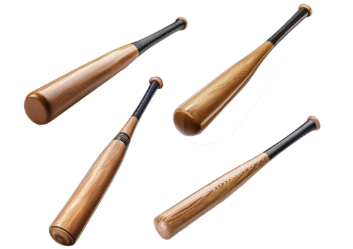 Set Baseball bat isolated on a transparent or white background