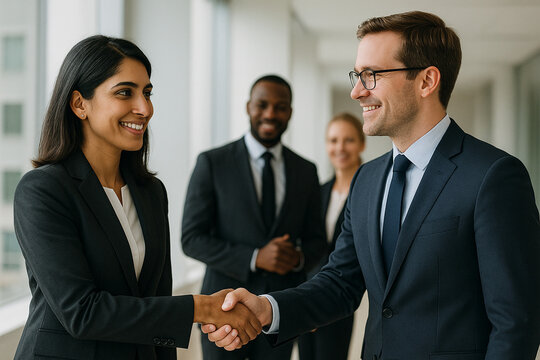 Business partners closing a successful deal