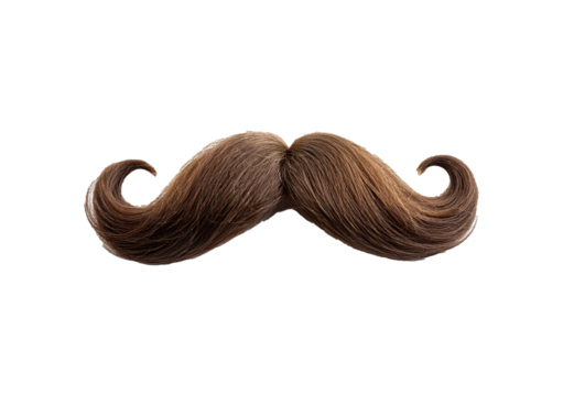 Curly moustache isolated on transparent or white background