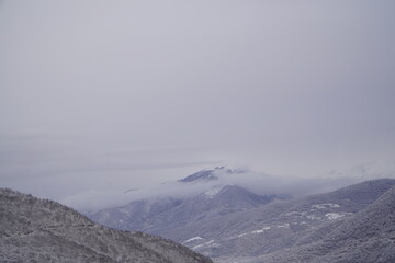 Winter landscape Zhinvali Reservoir on the Aragvi River , Georgia