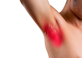 Inflamed armpit (Turns slightly red). isolated on transparent or white background