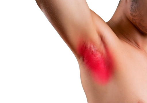 Inflamed armpit (Turns slightly red). isolated on transparent or white background