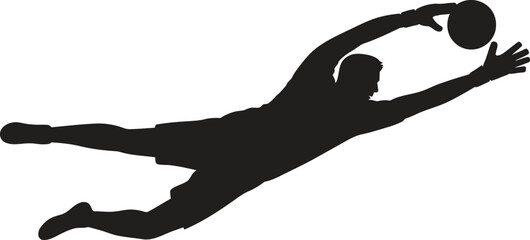 Diving Goalkeeper Silhouette Making a Save – Dynamic Soccer Action Illustration