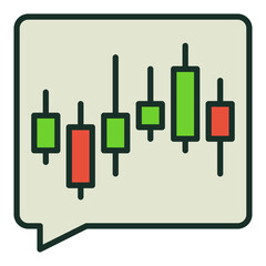 Speech Bubble with Candlestick Chart vector Traders Chat colored icon or sign