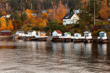 Multiple houses and small huts at the Oslofjord,Oslo, South Norway, Norway, Scandinavia, Europe