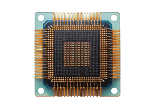 Macro microchip isolated on transparent or white background