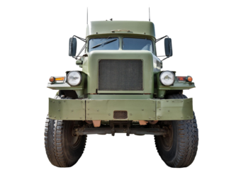 Old military truck isolated on transparent or white background