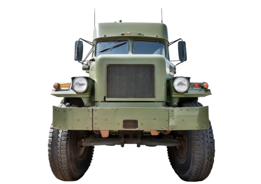 Old military truck isolated on transparent or white background