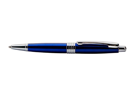 Side view of a ballpoint pen isolated on transparent or white background