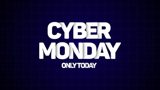 Cyber Monday Only Today Animation with Blue Grid Background