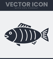 Obraz premium Stylized fish vector icon for fishing, seafood, aquatic life, ocean, water, nature, marine biology and restaurant design