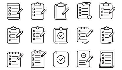 Clipboard and checklist vector symbols for project management and workflow organization