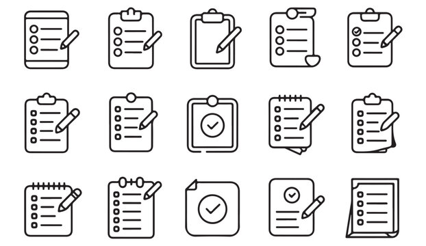 Clipboard and checklist vector symbols for project management and workflow organization