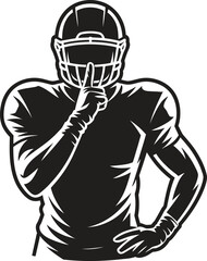 Stylized American Football Silhouette with Shhh Gesture &ndash; Bold Sports Illustration