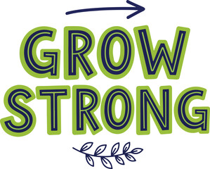 grow strong playful solid color creative teamwork vector design