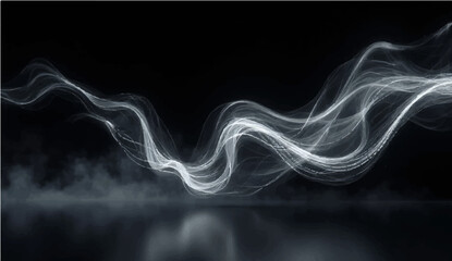 Smooth flowing smoke swirling on a dark black background