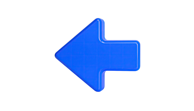 Backwards-pointing, luminous blue arrow against a black background