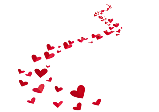 Heart trail rising upwards on a black backdrop