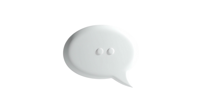 White speech bubble icon with quotation marks