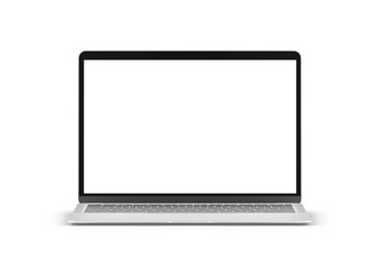 Modern laptop computer screen isolated on transparent background with shadows. 3D rendering