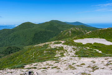 Mountain trail scenery of Mt. Iwaonupuri in Niseko, Hokkaido, Japan