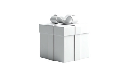 Plain white gift box tied with a ribbon, isolated on black