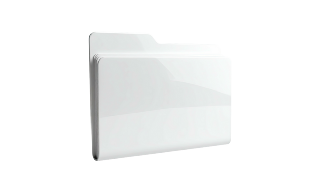 Sleek, glossy white folder icon on a dark background