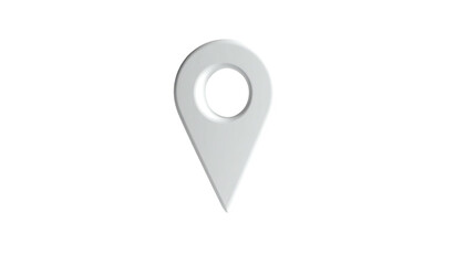 Silver drop pin indicating a location, with bright highlights
