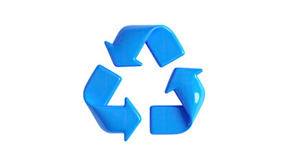 Blue recycle triangle symbol against a stark black background