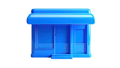 Shiny blue storefront icon on black background