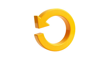 3D yellow arrow circling back, with glossy sheen on black