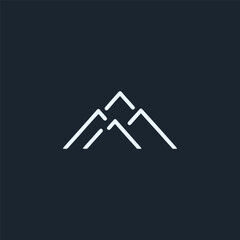 Mountain line art logo symbolizing adventure, elevation, and natural strength.