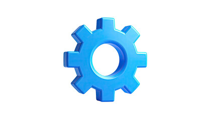 3D blue gear centered on solid black background