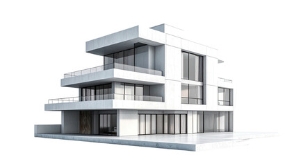 Modern, boxy white house with large windows