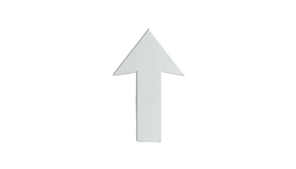 Upward direction indicated by a solitary, silver arrow