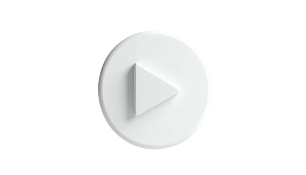 Glossy white play icon centered on black