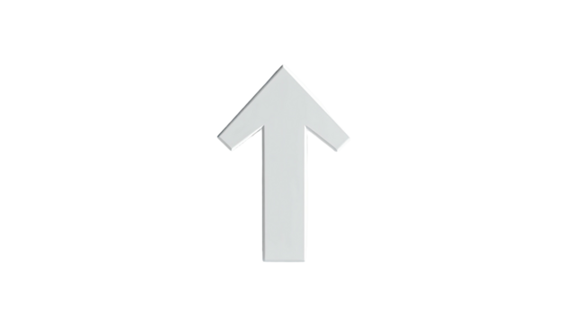 Gray up arrow points straight, against black background