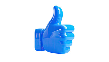 3D blue thumbs-up icon, glossy surface