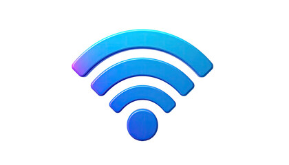 Radiating wifi symbol, vibrant blue gradient on a dark backdrop