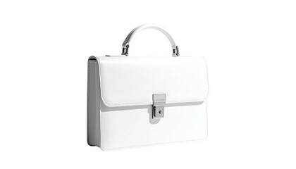Clean, white, classic briefcase with metallic hardware