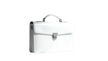 Clean, white briefcase with metallic closure; professional