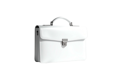 Clean, white briefcase with metallic closure; professional