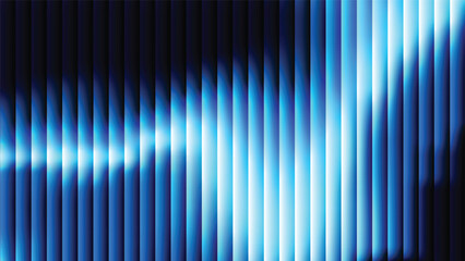 Vertical lines blue gradient abstract background with ribbed glass effect. Futuristic fractal glass background with soft wave, glow, and transparent layers. Modern technology concept