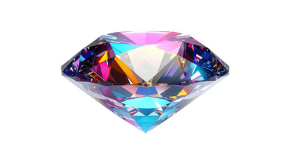 Radiant gemstone refracts light, displaying iridescent hues