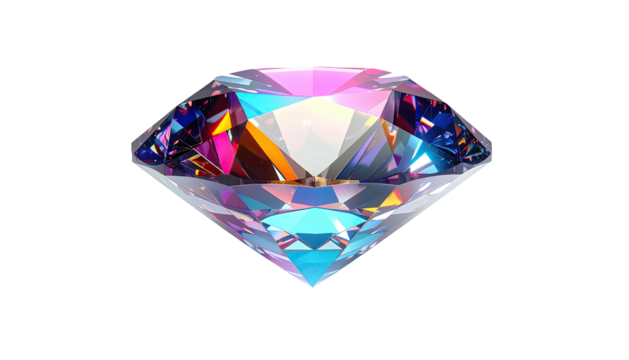 Radiant gemstone refracts light, displaying iridescent hues