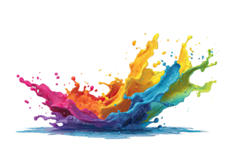 Vibrant paint splash, rainbow colors against a black backdrop