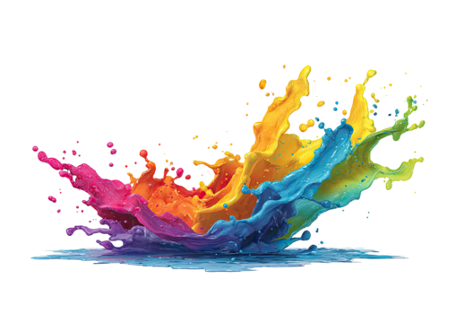Vibrant paint splash, rainbow colors against a black backdrop - Powered by Adobe